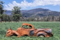 Wrecked, rusted car in an Australian field near Marysville Royalty Free Stock Photo