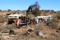 Wrecked rusting busses in the Australian outback