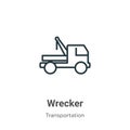Wrecker outline vector icon. Thin line black wrecker icon, flat vector simple element illustration from editable transportation Royalty Free Stock Photo