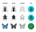 Wrecker, parasite, nature, butterfly .Insects set collection icons in cartoon,black,outline,flat style vector symbol Royalty Free Stock Photo