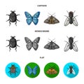 Wrecker, parasite, nature, butterfly .Insects set collection icons in cartoon,flat,monochrome style vector symbol stock