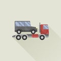 Wrecker truck with car vector icon flat style