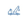 Wrecker truck line icon concept. Wrecker truck flat vector symbol, sign, outline illustration.