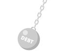 The wrecking ball with phrase debt Royalty Free Stock Photo