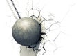 Wrecking Ball Shattering The White Wall Royalty Free Stock Photo