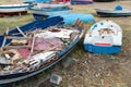 Wrecks of fishing sloops on Sicilian beach