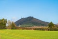 The Wrekin hill near Telford in Shropshire UK overlooking rural fields on a beautiful blue sky day Royalty Free Stock Photo