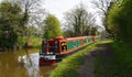 Narrow boats on the Llangollen canal, at Wrenbury Cheshire.