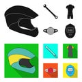 A wrench, a bicyclist bone, a reflector, a timer.Cyclist outfit set collection icons in black,flat style vector symbol