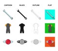 A wrench, a bicyclist bone, a reflector, a timer.Cyclist outfit set collection icons in cartoon,black,outline,flat style