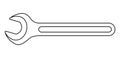 wrench, black and white vector illustration of hand tool spanner Royalty Free Stock Photo