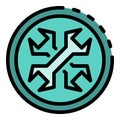 Wrench in the circle icon color outline vector
