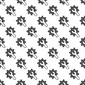 Wrench with cogwheel gear solid seamless pattern, repair service theme. Vector graphics. Mechanic tool, custom settings