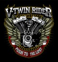 patch biker v twin engine and ribbon
