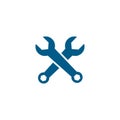 Wrench Crossed Blue Icon On White Background. Blue Flat Style Vector Illustration