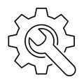 Wrench and gear line icon