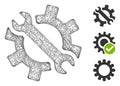 Wrench and Gear Tools Polygonal Web Vector Mesh Illustration