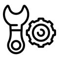 Wrench and gear wheel representing technical support concept Royalty Free Stock Photo