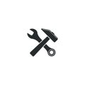 Wrench and hammer. Crossed Tools icon isolated on white background