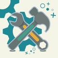 Wrench, hammer and gear. Service tools icon vector illustration Royalty Free Stock Photo