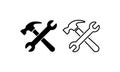 Wrench and hammer icon set. Crossed tools. Vector on isolated white background. EPS 10