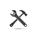 Wrench and hammer vector icon