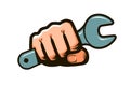 Wrench in hand symbol. Repair, maintenance, construction concept