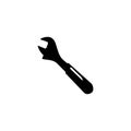 Wrench Icon In Flat Style For App, UI, Websites. Black Spanner Icon Vector Illustration