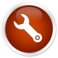 Wrench icon premium brown round button