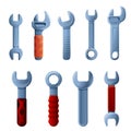 Wrench icons set, cartoon style