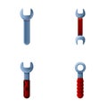 Wrench icons set cartoon vector. Various metal wrench