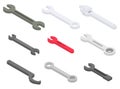 Wrench icons set, isometric style