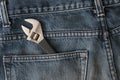 Wrench in jean Royalty Free Stock Photo