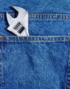 Wrench in jean pocket Royalty Free Stock Photo