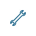 Wrench Line Blue Icon On White Background. Blue Flat Style Vector Illustration