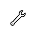 Wrench Line Icon In Flat Style For App, UI, Websites. Black Spanner Icon Vector Illustration