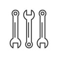 Wrench line icon, outline vector sign, linear style pictogram isolated on white. Royalty Free Stock Photo