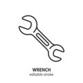 Wrench line icon. Tool vector illustration. Editable stroke