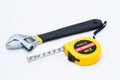 Wrench and measuring tape Royalty Free Stock Photo