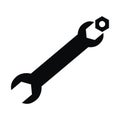 Wrench and nut, web symbol, black color, vector illustration Royalty Free Stock Photo