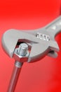 Wrench with nut and bolt Royalty Free Stock Photo