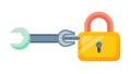 Wrench and Padlock Icon Vector, Secure Tool Maintenance Symbol, vector design Generative AI Royalty Free Stock Photo