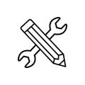 Wrench and pen outline icon. linear style sign for mobile concept and web design. Design settings simple line vector