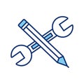 Wrench and pencil line style icon