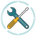 Wrench and Screwdriver Icon Representing Repair Service Maintenance and Technical Support Royalty Free Stock Photo