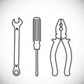 A wrench, a screwdriver and pliers. Set of vector icons Royalty Free Stock Photo