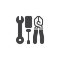 Wrench Screwdriver and Pliers vector icon