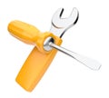 Wrench and screwdriver tool. 3D illustration Royalty Free Stock Photo