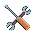 Wrench and screwdriver tool isolated icon Royalty Free Stock Photo