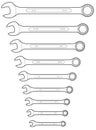 Wrench Set line drawing Royalty Free Stock Photo